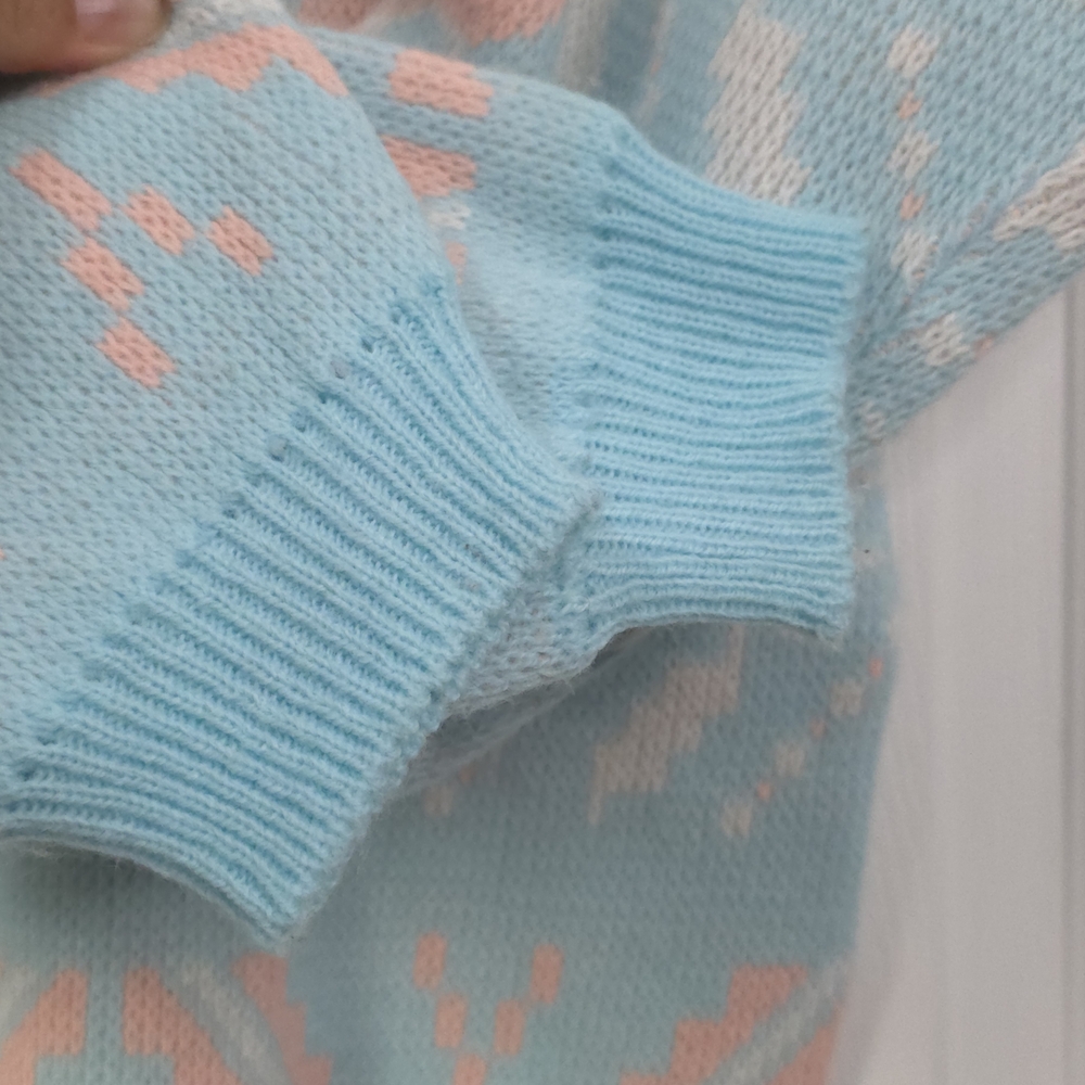 Boston Bay Traders Pastel Fair Isle Wool Sweater Blue Pink M/L Rare Vintage - Picture 6 of 10